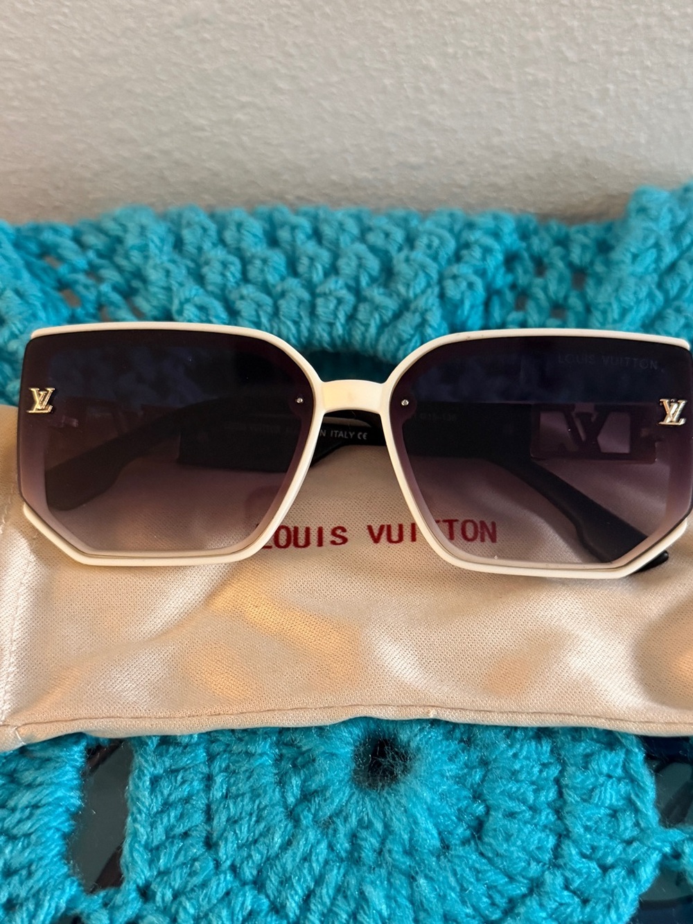 Louis Vuitton White Oversized Sunglasses with Gradient Lenses